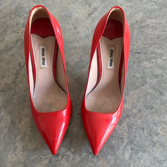 Miu Miu Shoes - Miu Miu Red Stilettos with glitter bottom - size 37 1/2 - worn - no box